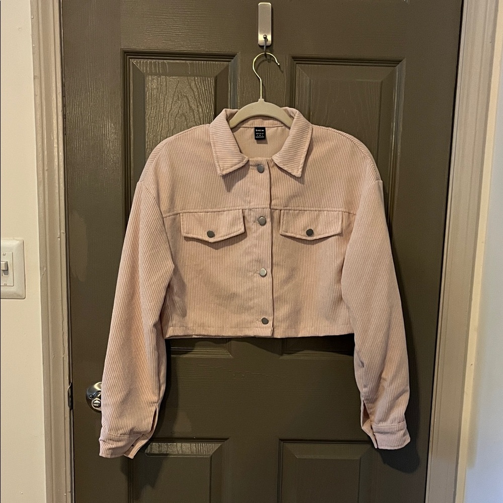 Women's Light Beige Cropped Corduroy Jacket
